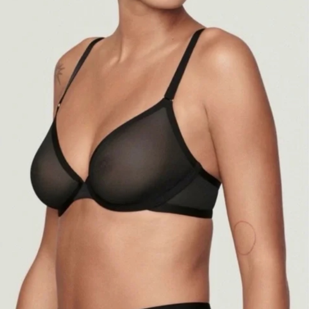 Cuup the plunge mesh bra in black size 34F nwot